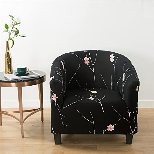 Highdi Sesselschoner Sesselüberwurf mit Elastisch Stretch Husse, Club Chair Einsitzer Schonbezug Sofabezug mit hoher Dehnung Sessel für Clubsessel Loungesessel Cocktailsessel (Schwarz,65-90cm)