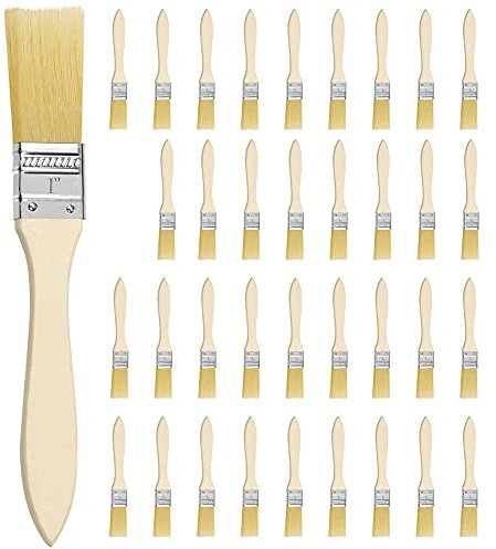 YEMPOR Lot de 36 pinceaux plats de 25,4 mm avec manche en bois, parfaits pour la peinture, le vernis, les teintures et les collages