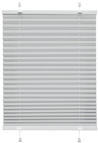 Victoria M. Indiva Lite Plissee Klemmfix Ohne Bohren mit Klemmträgern Sichtschutz, Sonnenschutz Fenster, Lichtdurchlässig, 60 x 120 cm, hellgrau