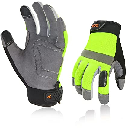 Vgo... 2 paia Guanti Lavoro Touchscreen, Guanti da Costruzione Edilizia Magazzino, Guanti da Meccanico Lavori Leggeri Antivibrazioni Resistenti