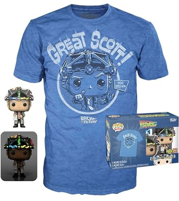 Funko Pop! & Tee: BTTF - Doc with Helmet with Helmet - Medium - Back to The Future - T-Shirt - Vêtements avec Une Figurine en Vinyle à Collectionner - Idée de Cadeau - Jouets et Top à Manches Courtes