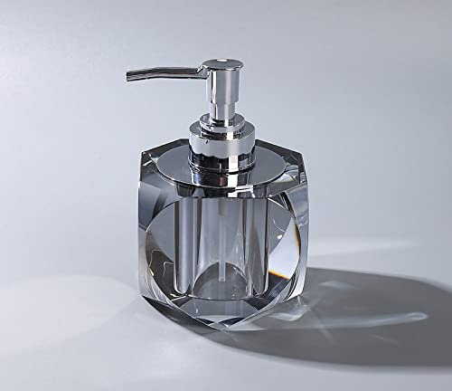Seifenspender aus Kristallglas, Modernglamouröser Champagner Luxuryspülmittel Spender für Küche, Dekorative Geschnittenem Diamond Quadratpumpflasche aus Glas Flüssigseifenspender für Küche,Si