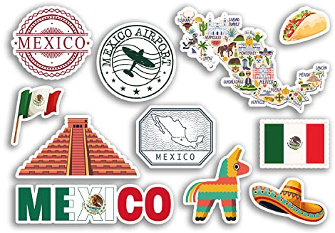 A5 Aufkleberbogen Mexiko Vinyl Aufkleber – Mexikanischer Hut Karte Land Urlaub Flagge Reise #78468
