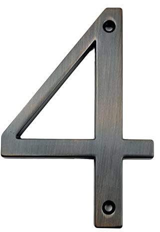 3D Floating House Plaque Numbers Black Aged Bronze 4 Inch Door Plate Address Digits Zinc Alloy Lacquered Screw Mounted Exterior Signage Weatherproof Big Sign #0-9 for Yard Street Mailbox (4)