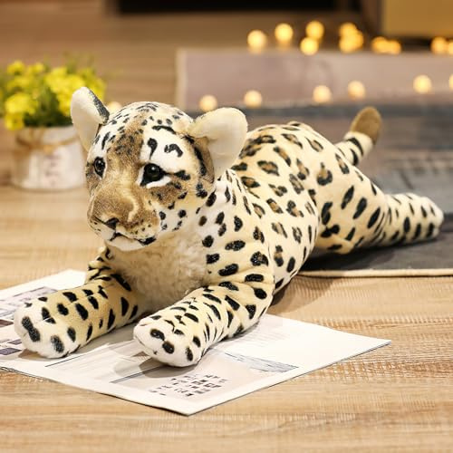 TRAVELKNOT Petit Léopard Peluche, 38CM, Jaune, Guépard Peluche