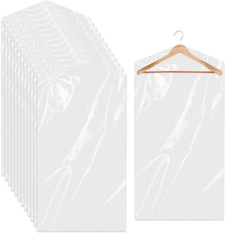 20 Stück Kleidersack Kunststoff Anzugtasche 60x90 cm Transparente Hängen Kleidersäcke Staubdicht Kleiderschutz Trockenreiniger Taschen für Anzüge Sakkos Hemden