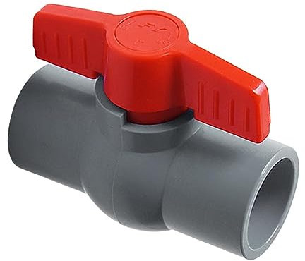 MagiDeal Valvola a sfera in PVC, maniglia a T compatta bidirezionale, valvola di intercettazione dell'acqua, raccordo per tubo diritto per tubi fognari, grigio 32mm