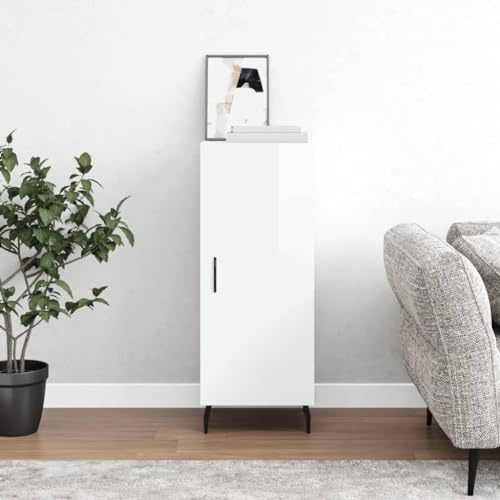 BaraSh Sideboard Flur Kommode Sideboard Wohnzimmer Hochglanz-Weiß Schrank Schmal 34,5x34x90 cm Holzwerkstoff
