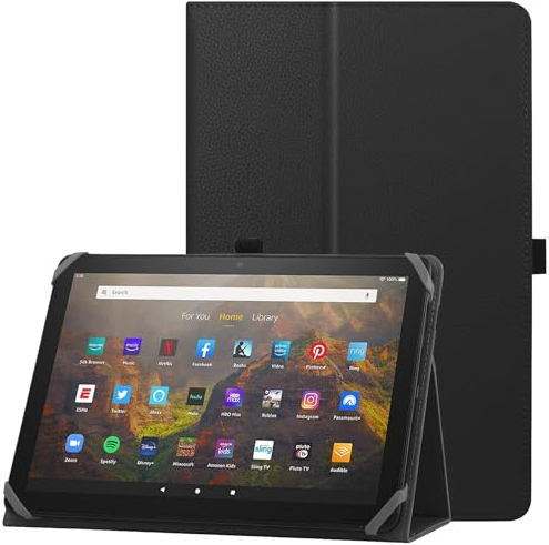 HoYiXi Universal Case for 10-11 inch Tablet Fire Max 11 2023 Release with Stand Folio and Hand Strap Protective Cover for 10”-11” Samsung Lenovo TECLAST Android Tablet - Black