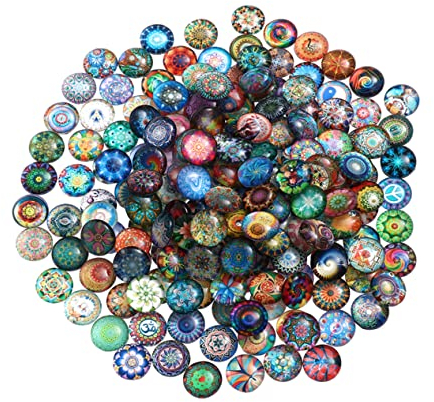 STOBOK 200st Vintage Schmuck Schmuckherstellung Flatblack Verzierungen Für DIY Craft Glascabochons Gemischte Edelsteine Beads Zubehör Rundes Fahrerhaus Anhänger Kuppel Verstreute Perlen