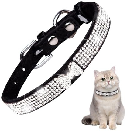 strasshalsband, mikrofaser tierhalsband, katzenhalsband mit strasssteinen für hunde und katze, atmungsaktives katzenhalsband reißfest, katzenhalsband, katzenhalsband mit strass verstellbar, halsband