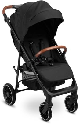 CARETERO ELMA Kinderwagen Buggy - Buggy mit Liegefunktion - Klappbar, mit Regenschutz, Beinabdeckung und 5-Punkt- Sicherheitsgurt - 8,5 kg Leicht - Schwarz