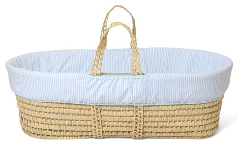 Clair de Lune Stripe Palm Moseskorb mit Bettwäsche 75 x 28 cm (Blau)