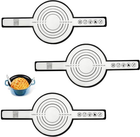 LERANXIN Alfombrilla de Silicona para Hornear, 3 Piezas Tapete Silicona Horno, con Mango Largo, Alfombrilla para Hornear Pan, Antiadherente, para Horno, Microondas, Vaporera