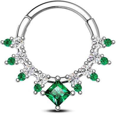 CM Crareesi Mania Piercing per setto nasale con zirconia cubica trasparente, anello per setto nasale, clicker a cerchio, in acciaio inossidabile 316L, gioielli per piercing Daith per elice,