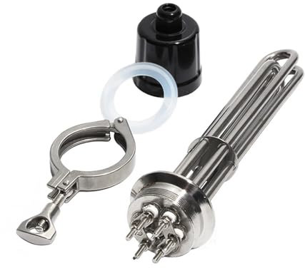AUPERS 2Tri-clamp 304SUS Immersion Heater with Accessories 220V/380V 3KW/4.5KW/6KW/9KW/12KW Electrical Heating Element for Water/Oil Reality(380V_3KW 190MM 304SUS)