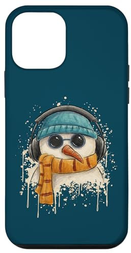 iPhone 12 mini Groovy Funky Pop Art Snowman DJ with Headphones Case