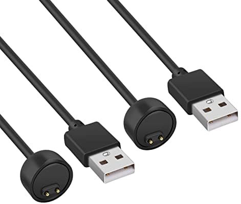 AXFEE Cargador Compatible con Xiaomi Mi Band 5 6 7, 2 Piezas Cable de Carga USB 47cm, Cable de Carga Recambio Portátil, Fitness Tracker Accesorios para Reloj Inteligente (con Bridas de Sujeción)