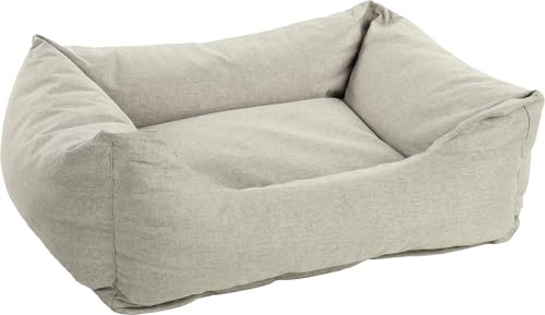Flamingo Ergonomisches Hundebett Genève Rechteckig Beige – 80 cm - Waschbar, Antislip, Zart, Luxuriös und Stilvoll, Passt In Jedes Interieur!