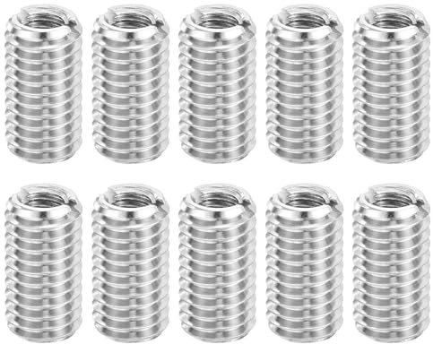 Sourcing Map 10 Pcs M8x1.25 Male to M5x0.8 Female Stainless Steel Nut Screw Reducer Conversion Fastener, Threaded Insert Repair Sleeve Reducer Nut, Silver