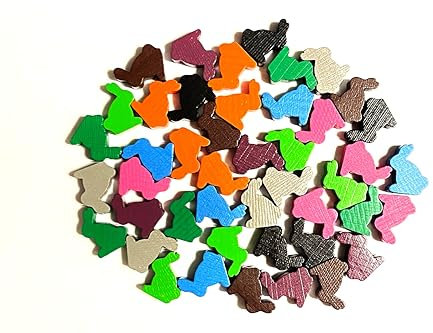 Generisch Spielfiguren Hasen 45 Stück & 9 Farben I Brettspielfiguren Holz-Figur Spielfiguren-Holz Brettspielfiguren-Holz Holzbrettspiel Brettspiel-Set Spielefiguren-Set