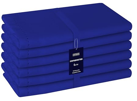 Cottoniva Stoffservietten - Set aus 6 Servietten, 100% Baumwolle, 46 x 46 cm, Weich, Waschbar und Wiederverwendbar - Perfekt für Dinnerpartys, Hochzeiten und den Alltag Servietten Dunkel-Blau