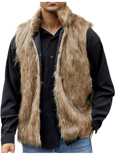 Generisch Herren Fellweste Winter Kunstpelz Weste Kurzweste Kunstfell Mantel Jacke Faux Pelz Waistcoat Ärmellos Winterjacke Parka Fell Mäntel Felljacke Pelzjacke Warme Weiche Fellmantel
