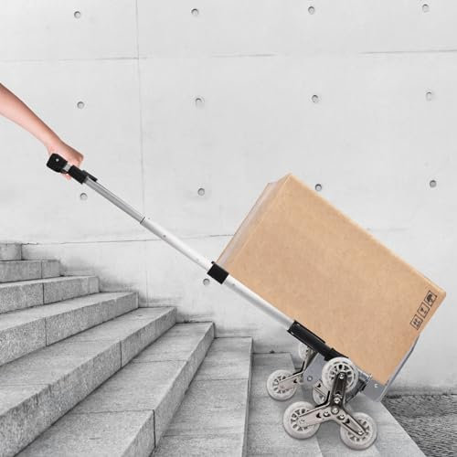 Aluminium Treppensteiger-Sackkarre Klappbar, Treppensackkarre klappbar, 6 Räder Faltbarer Handwagen bis 75 kg belastbar
