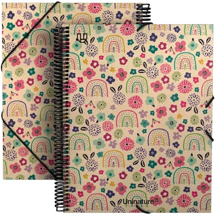 Unipapel - Mappe mit transparenten Hüllen mit Spiralbindung, A4, Maxiplás Uninature Design Hawai, Einband aus Karton und 100% recyceltem Kraftpapier, 40 Fächer, FSC-zertifiziert, perfekt für