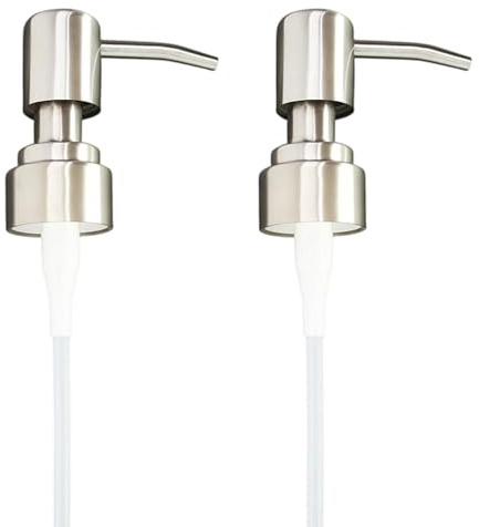 2 PCS Dosatore Sapone Bagno, Sapone in Acciaio Inossidabile, Pompa Ricambio da 28 mm per Dispenser Sapone Liquido, Dosatore Sapone per Bagno Cucina, Finitura Spazzolata Anti-Impronta Elegante