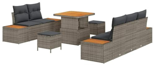 vidaXL Trädgårdsoffset med kudde med lagring 8 pcs Ljusgrå och mörkgrå, Trädgårdsoffor, modern design, UV-beständig, lätt, hållbar, akaciaträ, perfekt för avkoppling och förvaring