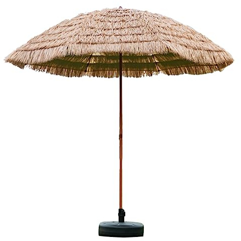 Parasol de terrasse, 160 cm, parasol de jardin, parasol de plage avec base à remplir pour arrière-cour et piscine, protection solaire en paille artistique, 200cm/79in