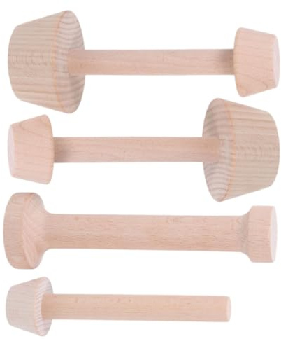 UTHCLO Wooden Tart Tamper Set 4 Pcs Double Sided Tartlet Mold Baking Tool Pie Dough Pusher for Egg Tarts Cheesecakes Muffins Dessert Kitchen Bakeware