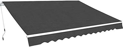 Tenda da Sole a Braccio 350 cm, Tessuto Poliestere 270g/m² con Rivestimento PU, Struttura in Alluminio Rinforzato, Antracite, per Esterno Giardino e Balcone