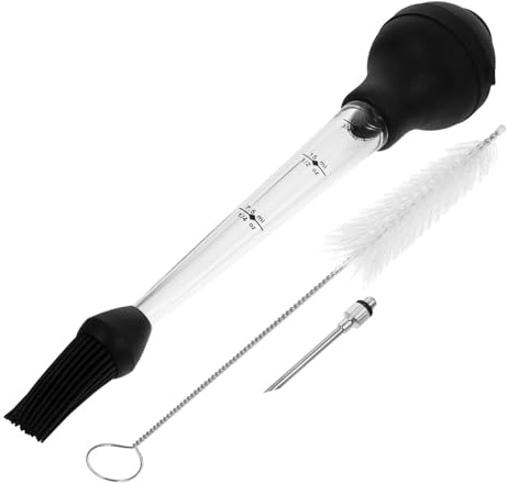 BCOATH Stainless Steel Turkey Baster Meat Injector with Silicone Sauce Injector for Grilled Meat Flavor Needle for Marinating Chicken Pork Beef Lamb and Turkey Cooking