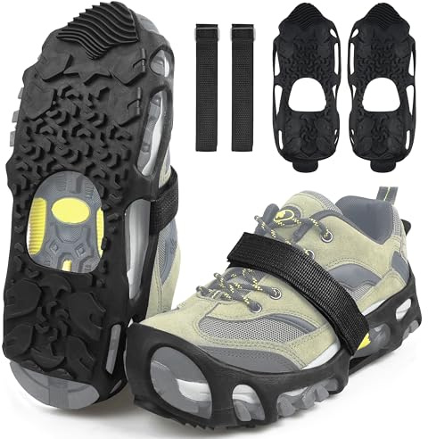 Spikeless Ice Cleats, Indoor Outdoor Snow Traction Cleats Crampons Anti Slip Roofing Shoes Slip on Ice Shoes Grippers Rubber Tread Overshoes for Slick Wet Slippery Surfaces L-XL
