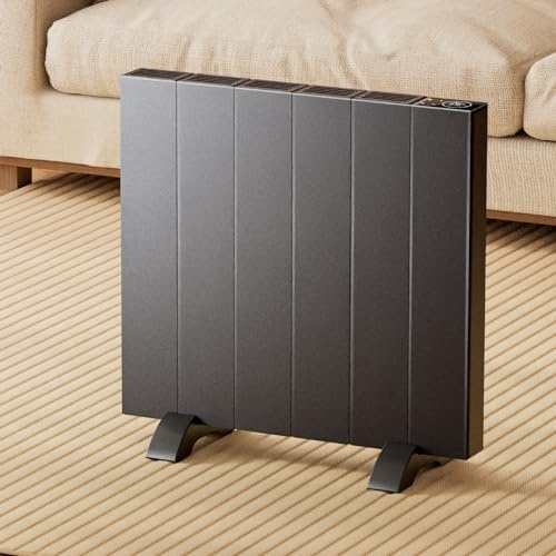 EMKE Radiatore Elettrico a Convezione 1000W Antracite – Basso Consumo, Montaggio a Parete o a Pavimento, WiFi, Display LCD, Programmazione Settimanale, Riscaldamento Intelligente, 544×500×60 mm