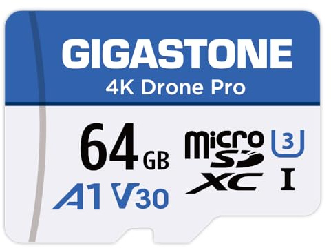 GIGASTONE Micro SD Card 64 GB, 4K Drone Pro, MicroSDXC per Wyze Cam, Telecamera di sicurezza, Drone DJI o Action Cam, Registrazione video 4K, UHS-I U3 A1 V30, 95 MB/s, con adattatore