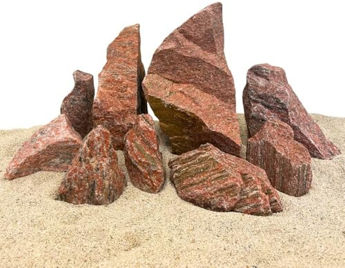 AquaOne Aquariumsteine Red Wood Rock Stein I Naturstein 25 kg Mix Größe M-XL I Natursteine mit holzähnlicher Maserung für Aquascaping und Naturaquarien