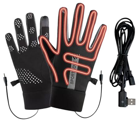 Guanti Riscaldati da Uomo – Scaldabagno Elettrico Alimentato tramite USB, Guanti Riscaldati Regolabili in 3 Modalità da Donna | Guant invernali da esterno per adulti Equitazione Escursionismo Arrampi