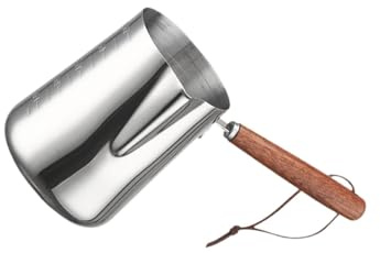 PUXZYAX Macchina per caffè in acciaio inossidabile, scaldalatte turco, latte art e cioccolato fuso in caffetteria o a casa, bricco per schiumare il latte, scaldalatte, bricco, Argento, 600 ml