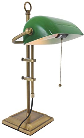 Steinhauer Antike Schreib Tisch Lampe Leuchte Beleuchtung Bronze-Farbe Banker-Leuchte 7961BR