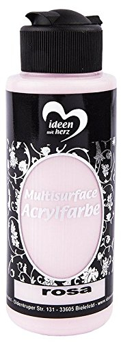 Ideen mit Herz Acrylfarbe Multisurface | Allzweckfarbe zum Bemalen von Holz, Glas, Polyester, Keramik, Porzellan, Terracotta, Styropor, Stoff, Leder | Universalfarbe auf Wasserbasis | 120ml (rosa)