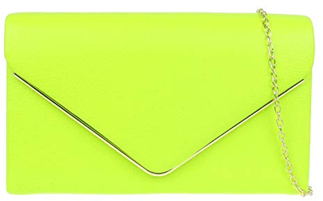 Girly Handbags Marco metálico de la bolsa de embrague - Verde Neón