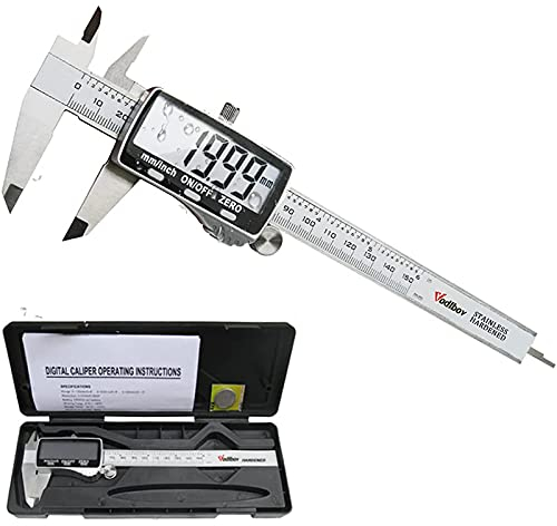 Digital Caliper,Vodlbov High Accuracy Stainless Steel 150mm/6 inch Vernier Caliper,Mm/Inch Conversion,Precision Adjustment,Electronic Caliper with Extra-Large LCD,Depth Gauge Micrometer Measuring Tool