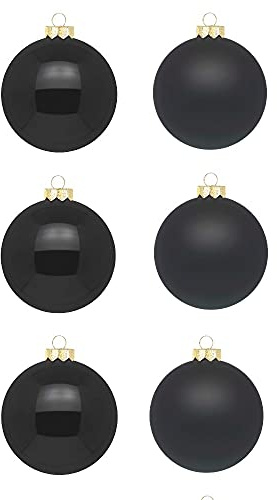 Inge Glas Weihnachtskugeln | Schöne Christbaumkugeln aus Glas | 30 Kugeln in Karton-Box | Christbaumschmuck Weihnachtsbaumschmuck Weihnachtsbaumkugeln (Ebony Black | schwarz Glanz/matt)