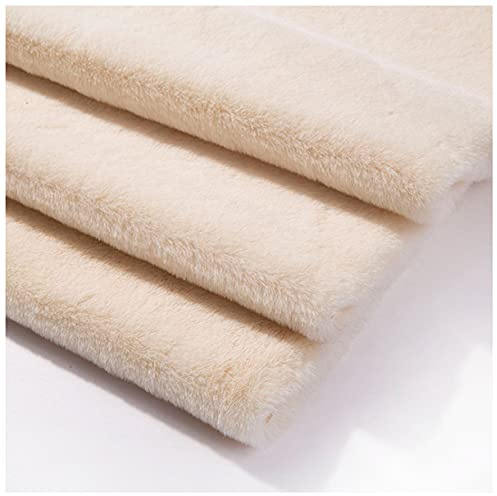 Hjb Tela de Piel Sintética 160x50cm Tela de Piel Artificial Suave Peluda de Pelo Corto para Cojín Sofá Funda de Almohada Costura Manualidades Ropa Juguete Manta Disfraz(Color:Beige)