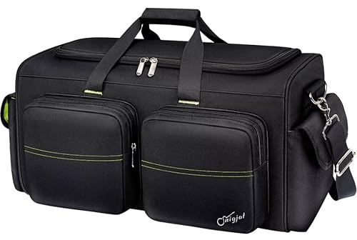 SNIGJAT Borsa per DJ, grande capacità, con 6 tasche per cavi di prolunga, microfoni, pedali, custodia per musicisti, organizer per cavi con tracolla imbottita, accessori per DJ