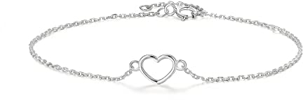SILBERTALE Ketten Herz Armbänder Damen 925 Sterling Silber Goldene Einfaches Loveful Armbänder für Frauen