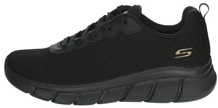 Skechers Bobs Sport Women's Sneakers – Visionary Essence Lace-up, Vegan & Washable, B Flex Essenza VISIONARIA Donna, Black Knit, 38 EU
